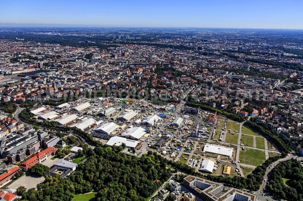 Aerial photograph München - Fairgrounds of Munich's Oktoberfest beer festival in Munich in Bavaria