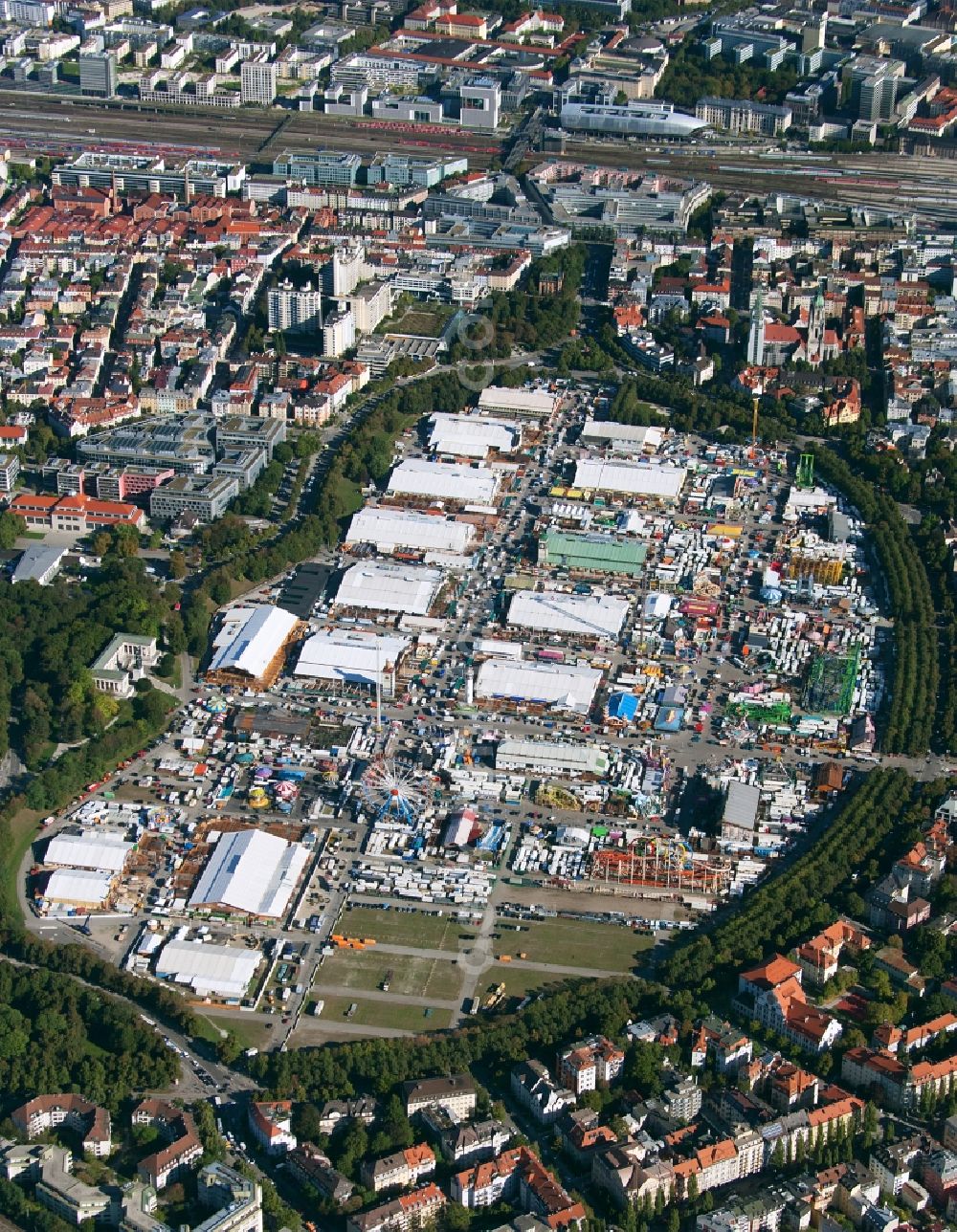 Aerial photograph München - Fairgrounds of Munich's Oktoberfest beer festival in Munich in Bavaria