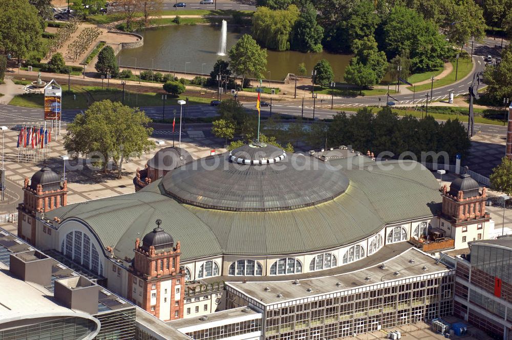 Aerial photograph Frankfurt am Main - Blick auf die Frankfurter Festhalle. Die Mehrzweckhalle wurde von 1907 bis 1908 erbaut und befindet sich auf dem Frankfurter Messegelände. View of the Frankfurt Festhalle. The multi-purpose hall was built from 1907 to 1908 and is located at the Frankfurt Exhibition Centre.