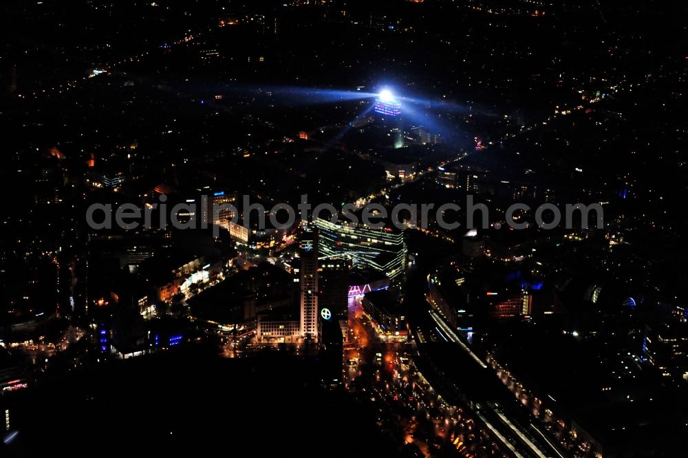 Aerial photograph Berlin - Festival of Lights downtown of the capital Berlin. Of October 10th to 21th numerous tourist and cultural attractions of the city are enveloped in a colorful light show. To be seen in the picture is the Kudamm Karee