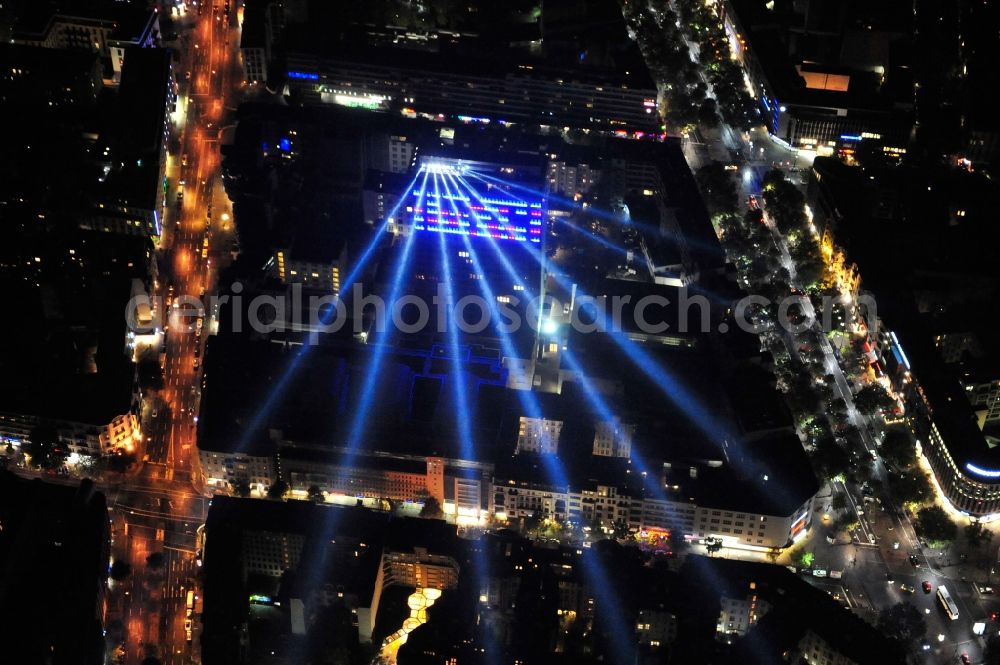 Aerial photograph Berlin - Festival of Lights downtown of the capital Berlin. Of October 10th to 21th numerous tourist and cultural attractions of the city are enveloped in a colorful light show. To be seen in the picture is the Kudamm Karee