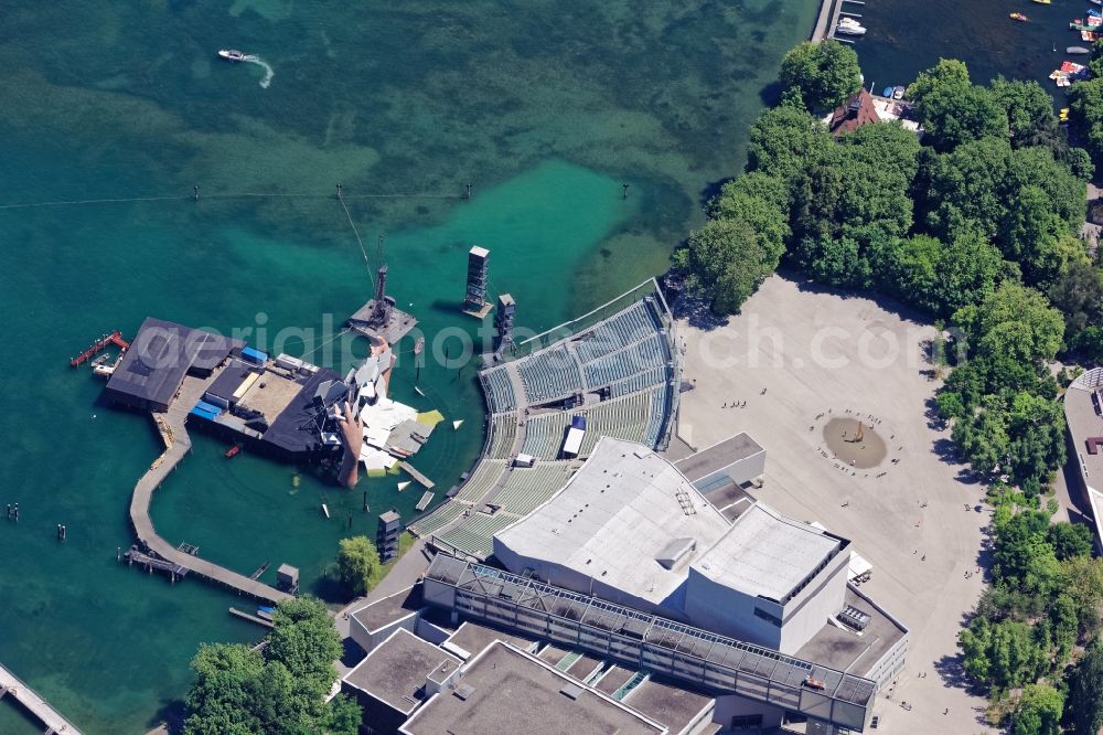 Aerial photograph Bregenz - Construction of the building of the open-air theater in Bregenz in Vorarlberg, Austria