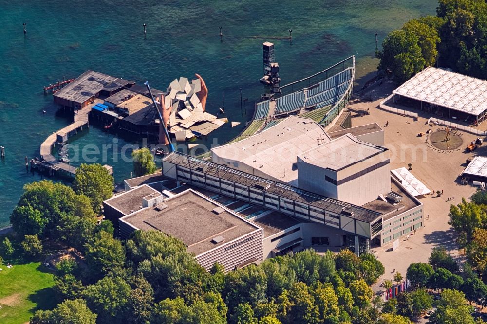 Aerial image Bregenz - Construction of the building of the open-air theater in Bregenz in Vorarlberg, Austria