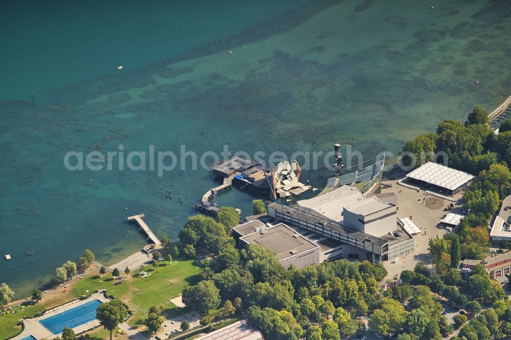 Aerial image Bregenz - Construction of the building of the open-air theater in Bregenz in Vorarlberg, Austria