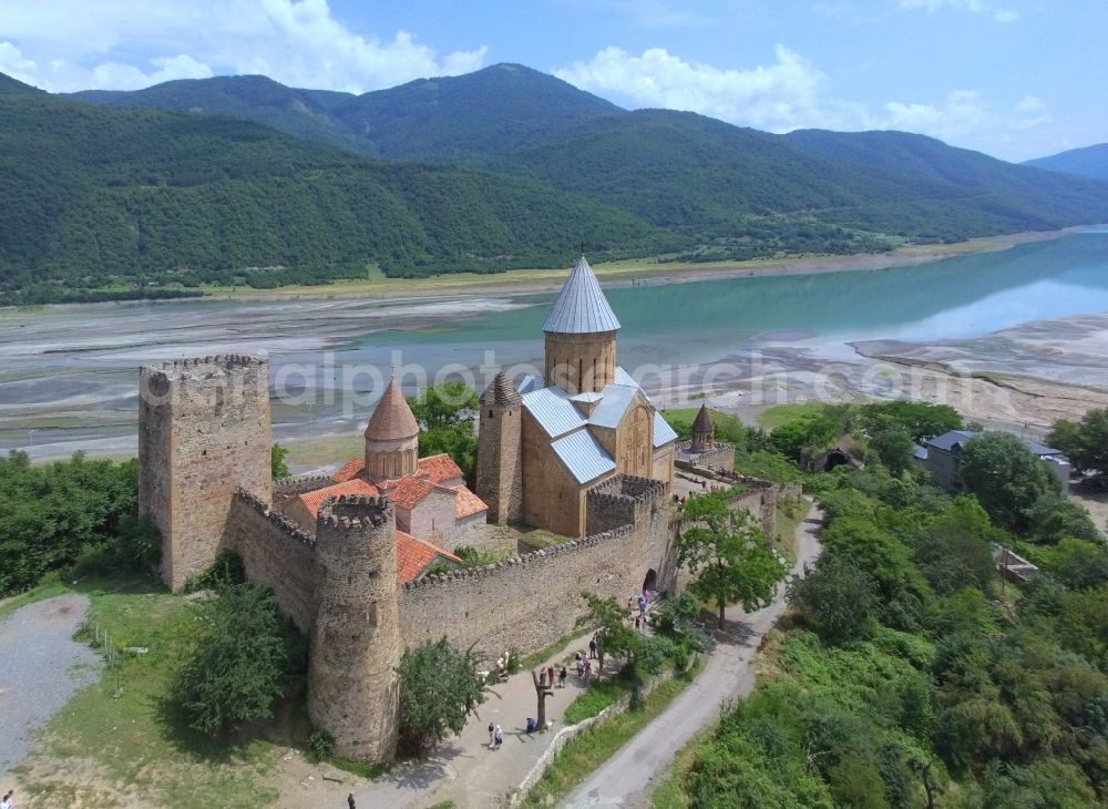 Ananuri from the bird's eye view: View of the fortress Ananuri Georgia, near the village of the same name in the municipality of Duscheti, Mzcheta-Mtianeti region in Georgia