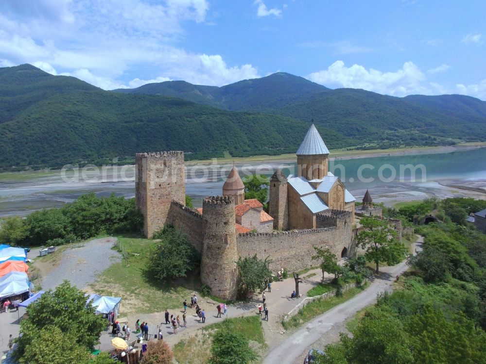 Aerial photograph Ananuri - View of the fortress Ananuri Georgia, near the village of the same name in the municipality of Duscheti, Mzcheta-Mtianeti region in Georgia