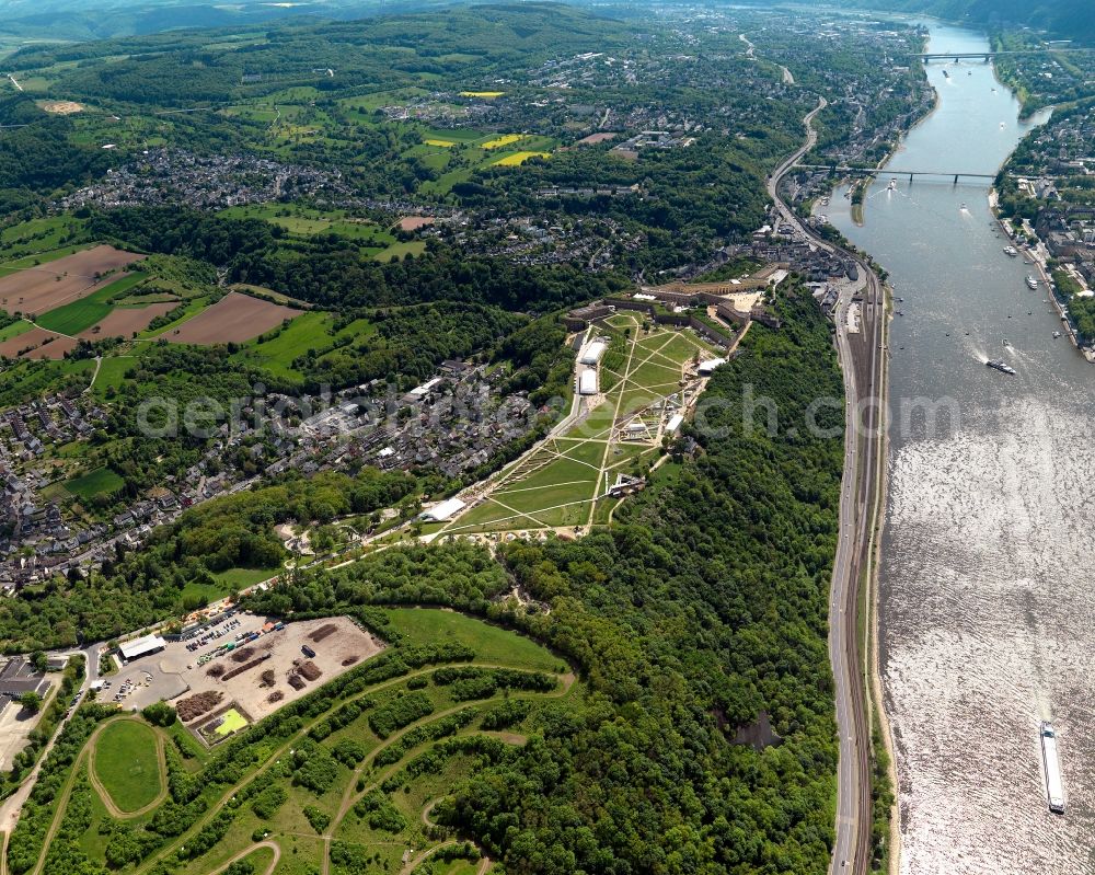 Aerial image Koblenz - Fortress Ehrenbreitstein in Koblenz on the Rhine in Rhineland-Palatinate