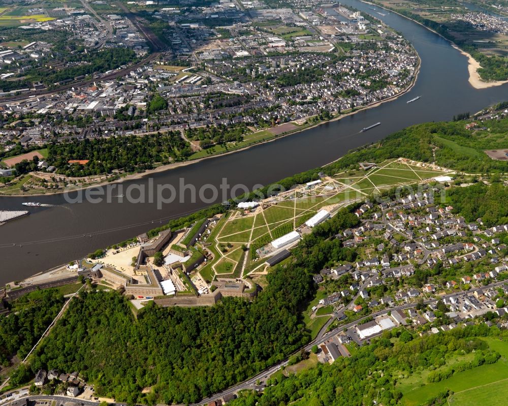 Koblenz from above - Fortress Ehrenbreitstein in Koblenz on the Rhine in Rhineland-Palatinate