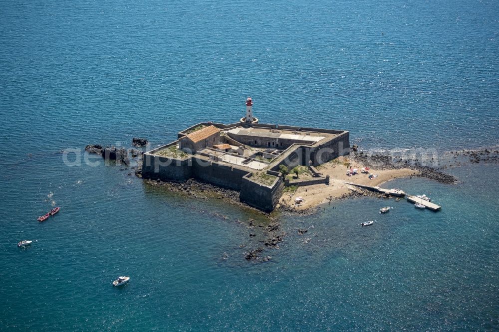 Aerial photograph Agde - Fortress Fort de Brescou on the Mediterranean coast of Agde in France