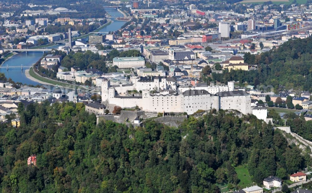 Salzburg from the bird's eye view: The 900 year old fortress Hohensalzburg, the landmark of the city, is Europe's largest and best preserved castle. Today it is regarded as Europe's biggest fortress