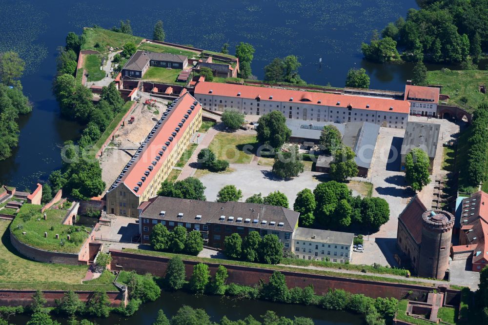 Berlin from above - Fortress complex Zitadelle Spandau with a star-shaped park on the Juliusturm in the district Haselhorst in Berlin, Germany