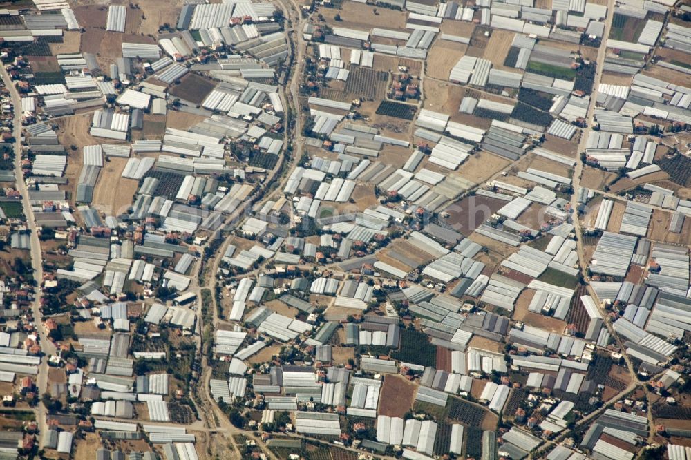 Aerial photograph Fethiye - County town on the Gulf of Fethiye in Turkey. The plants for vegetable growing