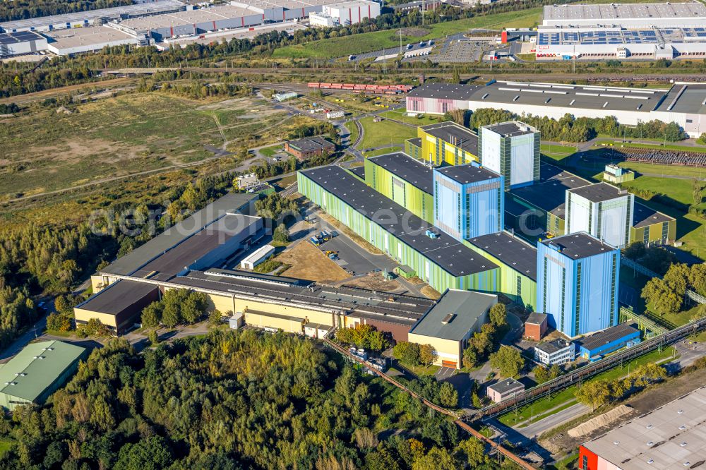 Aerial image Dortmund - Hot-dip coating plant of thyssenkrupp Steel Europe AG at the Westfalenhuette in Dortmund in the Ruhr area in the state of North Rhine-Westphalia, Germany