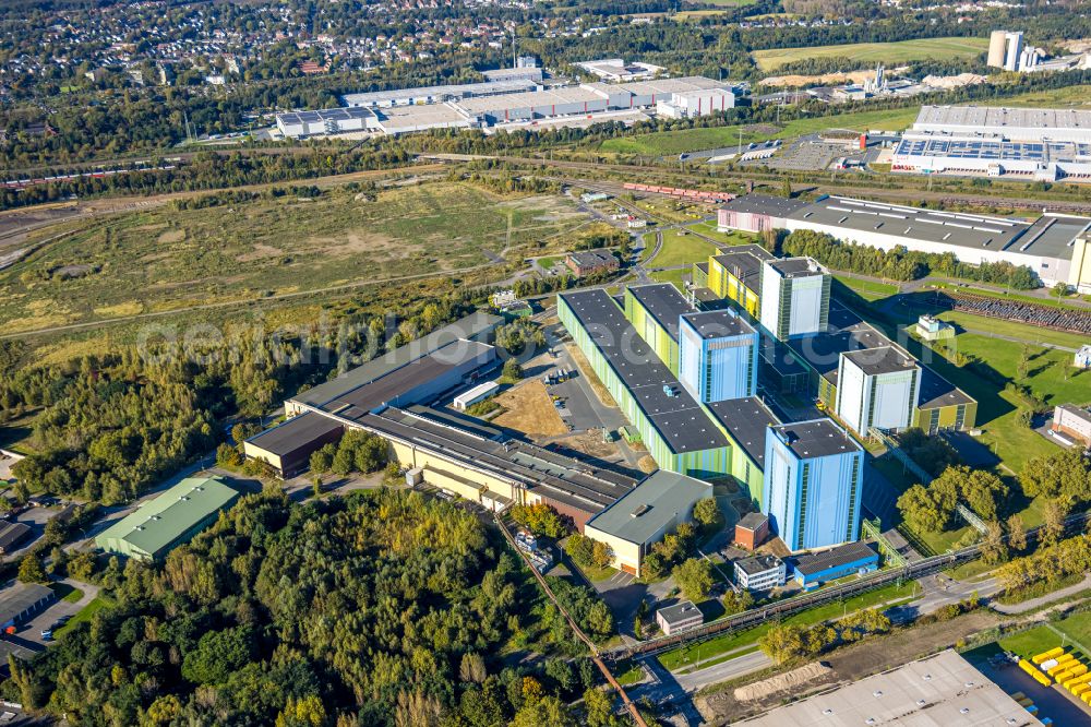 Dortmund from above - Hot-dip coating plant of thyssenkrupp Steel Europe AG at the Westfalenhuette in Dortmund in the Ruhr area in the state of North Rhine-Westphalia, Germany