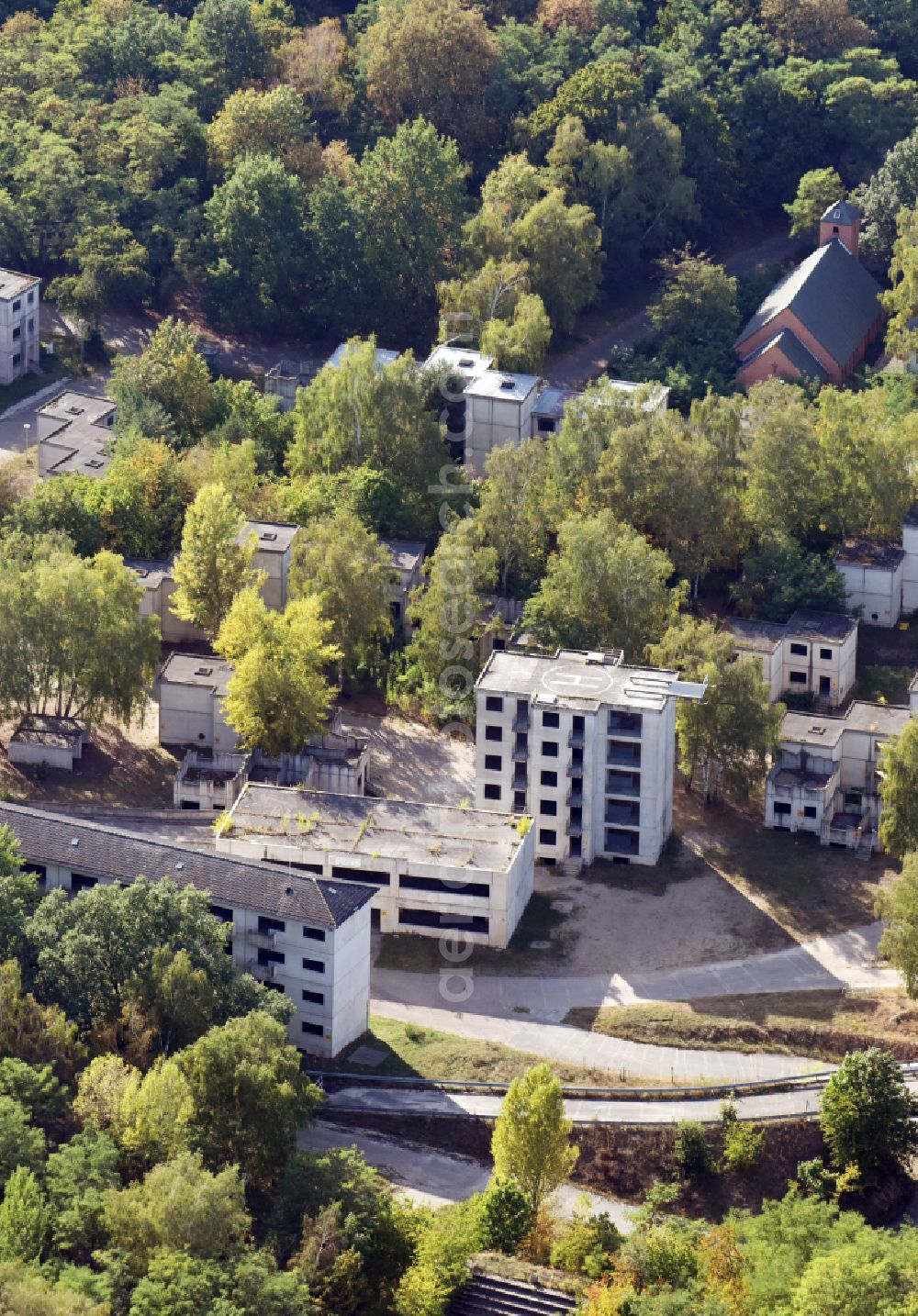 Berlin from above - Fire brigade and police training area in the former Fighting City in the district of Ruhleben in Berlin, Germany