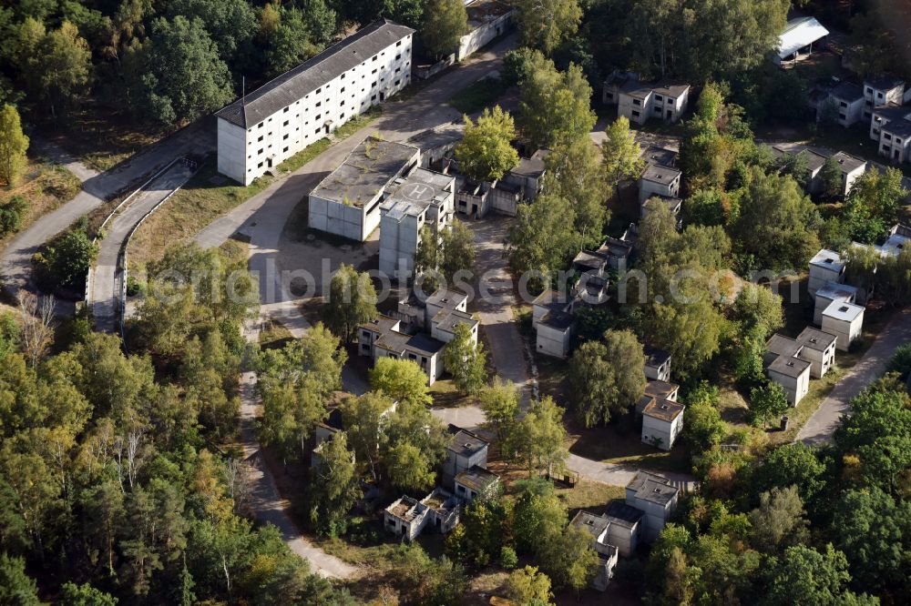 Berlin from above - Fire brigade and police training area in the former Fighting City in the district of Ruhleben in Berlin, Germany