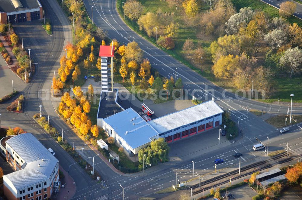 Gera from above - Fire brigade south in Gera-Lusan in Thuringia