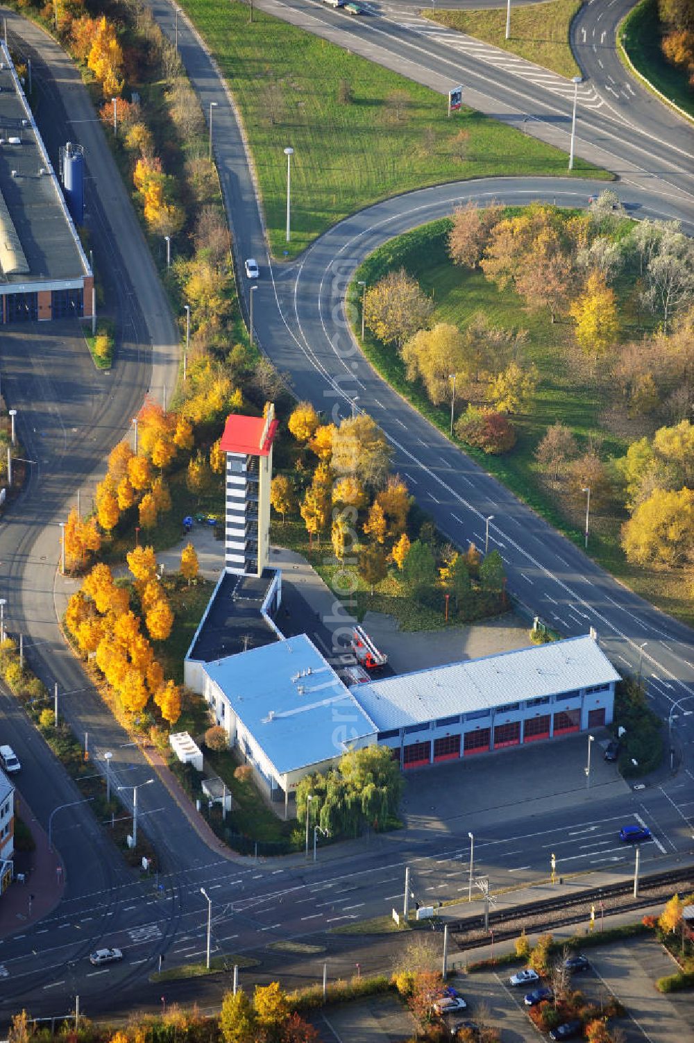 Gera from the bird's eye view: Fire brigade south in Gera-Lusan in Thuringia