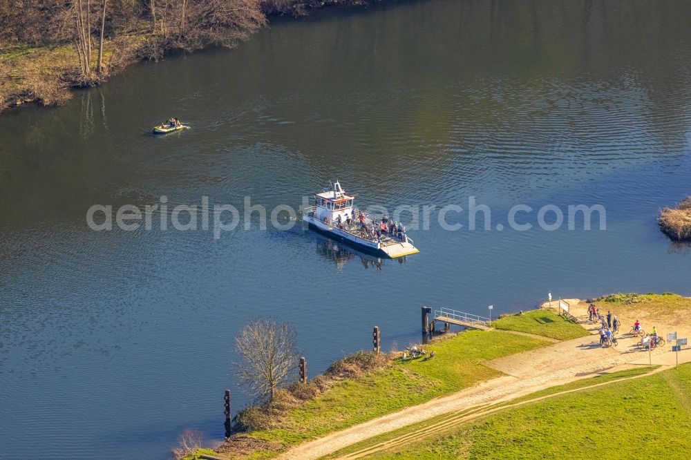 Aerial image Heven - Ferry ship of Ruhr in Heven at Ruhrgebiet in the state North Rhine-Westphalia, Germany