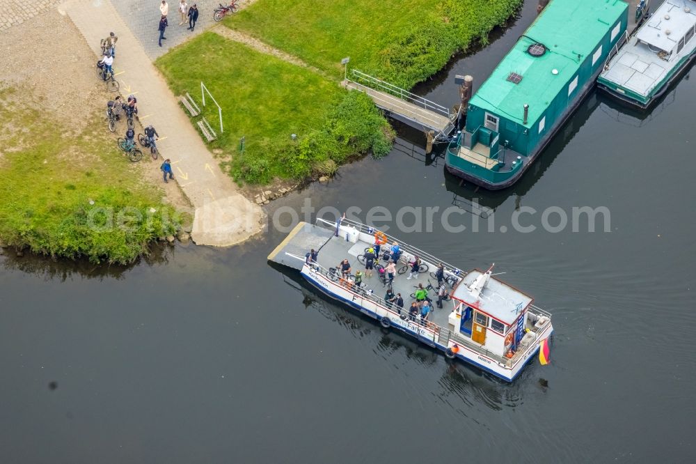 Heven from the bird's eye view: Ferry ship of Ruhr in Heven at Ruhrgebiet in the state North Rhine-Westphalia, Germany