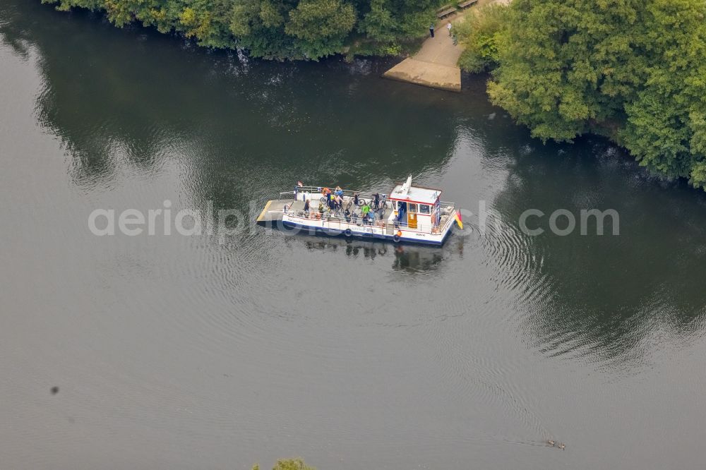 Heven from above - Ferry ship of Ruhr in Heven at Ruhrgebiet in the state North Rhine-Westphalia, Germany