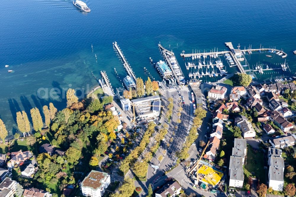 Konstanz from above - Ferry terminal Konstanz-Meersburg in the district Staad in Konstanz in the state Baden-Wurttemberg, Germany