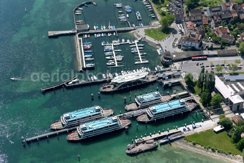 Aerial photograph Konstanz - Ride a ferry ship Faehrebetrieb Konstanz-Meersburg in the district Staad in Konstanz in the state Baden-Wuerttemberg, Germany