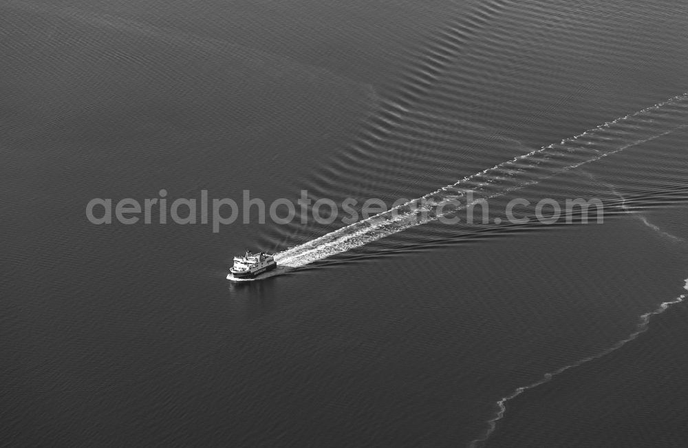 Aeroeskoebing from the bird's eye view: Ferryboat during journey to the east of the island Aeroe in Aeroeskoebing in Syddanmark, Denmark