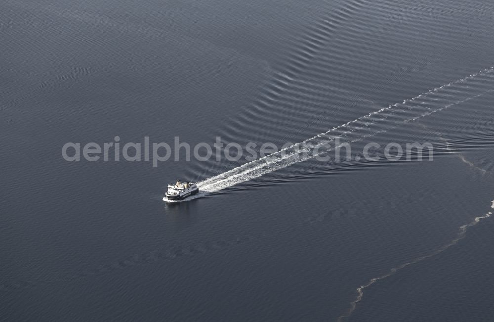 Aerial image Aeroeskoebing - Ferryboat during journey to the east of the island Aeroe in Aeroeskoebing in Syddanmark, Denmark
