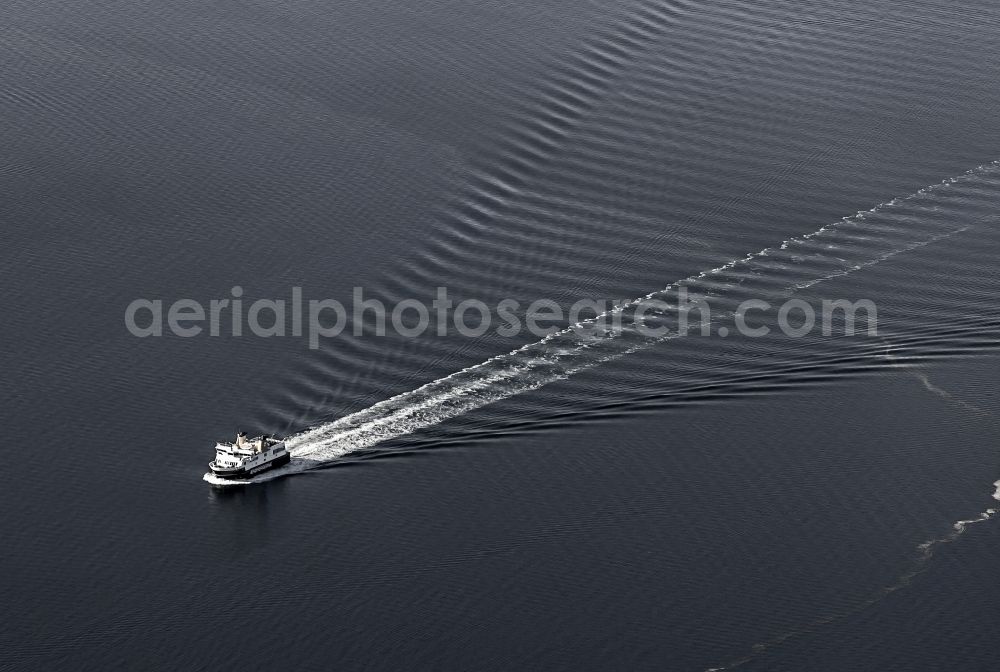 Aerial photograph Aeroeskoebing - Ferryboat during journey to the east of the island Aeroe in Aeroeskoebing in Syddanmark, Denmark