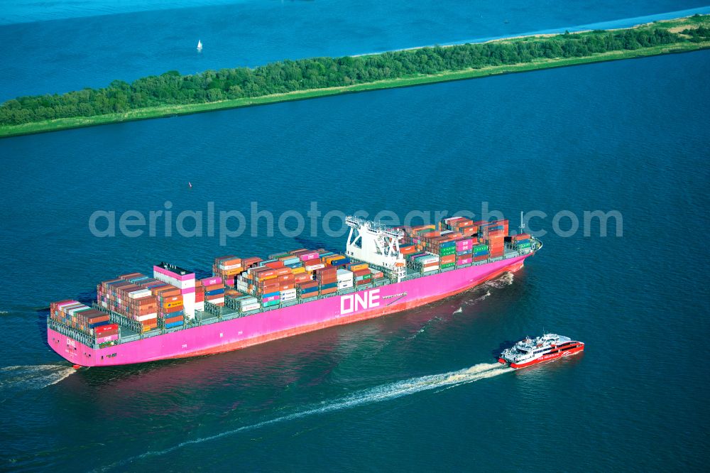 Aerial image Glückstadt - Ferry ship Halunder Jet on the Elbe in Glueckstadt in the state Schleswig-Holstein, Germany