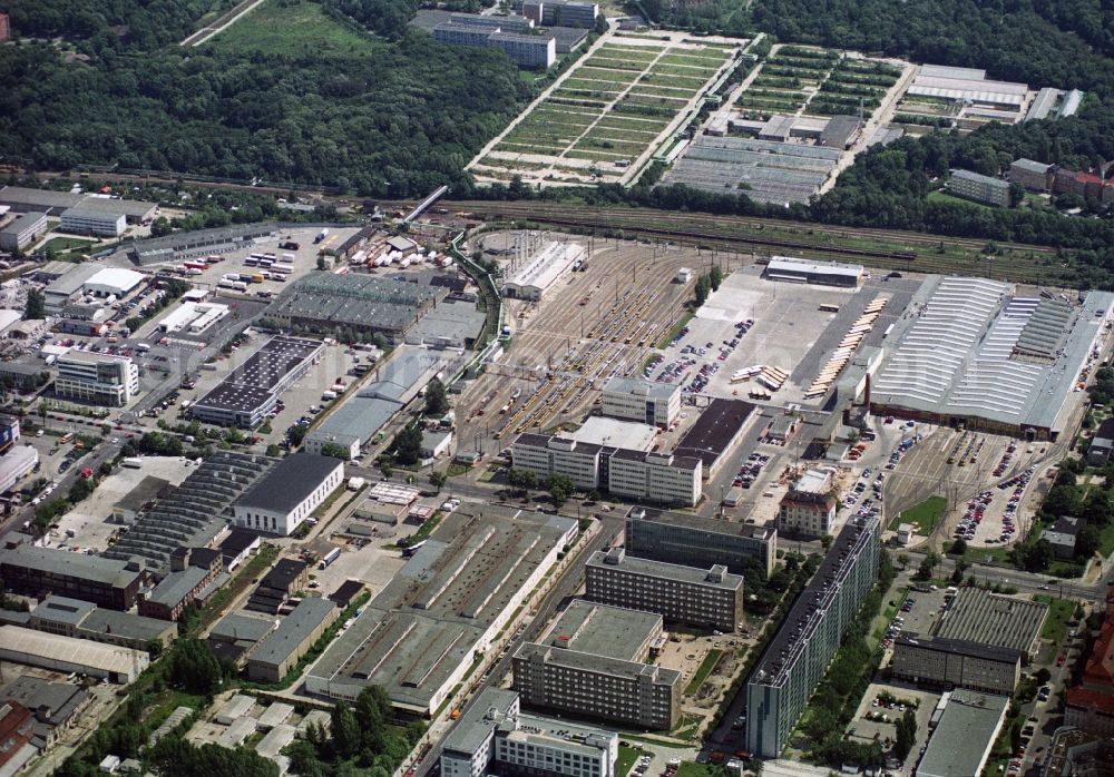 Aerial image Berlin Lichtenberg - View of the BVG depot for buses and trams and at Siegfriedstrasse in Berlin - Lichtenberg. The premises are also used as a training center