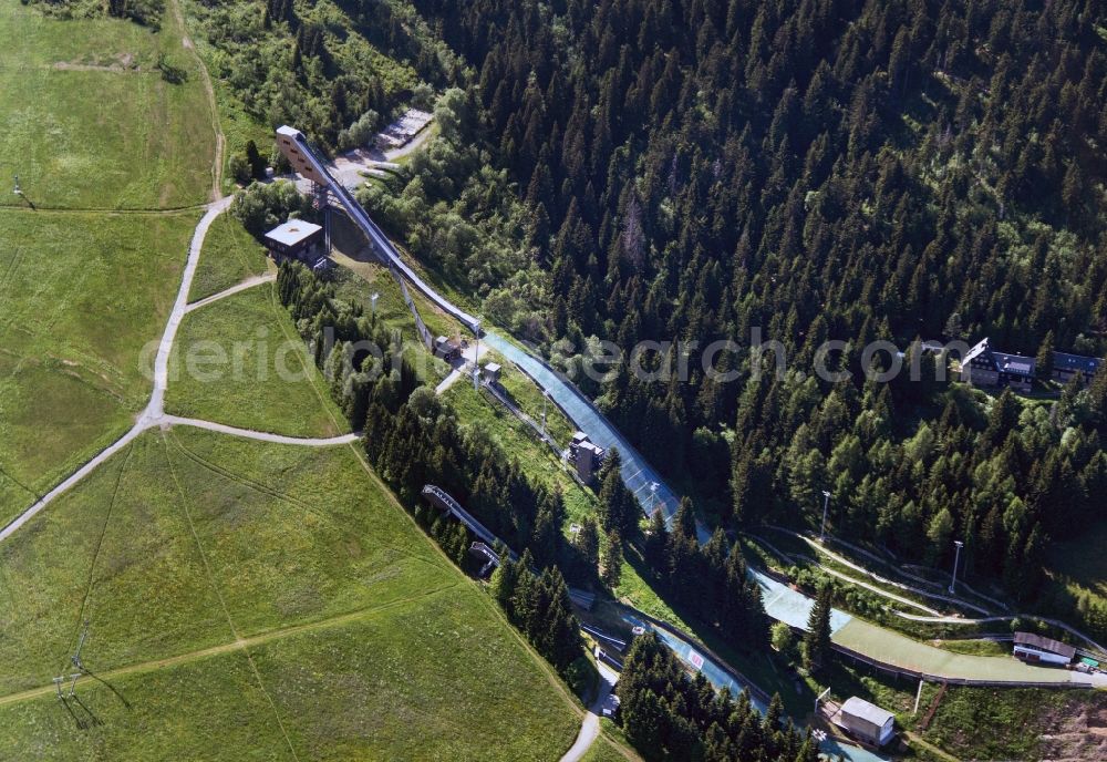 Aerial photograph Oberwiesenthal - Jumps on the Fichtelberg near Oberwiesenthal in Saxony