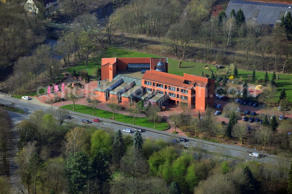 Aerial image Herzberg am Harz - View of a branch bank of the Sparkasse in Herzberg am Harz in the state of Lower Saxony