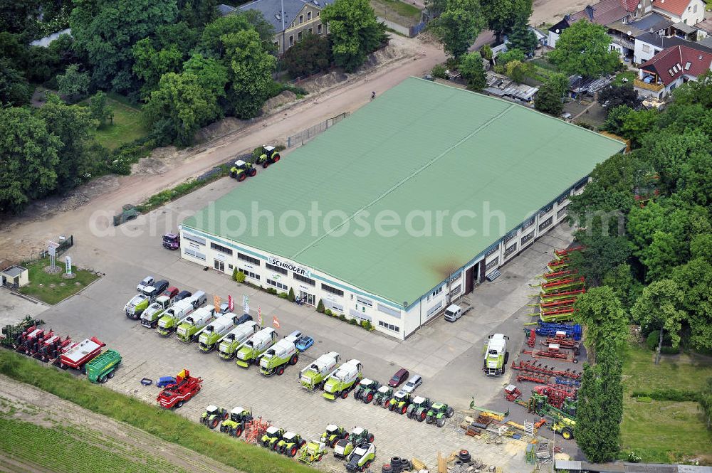 Aerial image Sülzetal - Blick auf die Filiale der Firma Schröder Landmaschinen in Langenweddingen bei Magdeburg. View of the branch of the farm equipment company Schröder in Langenweddingen near Magdeburg. Kontakt: Schröder Landmaschinen GmbH, Halberstädter Straße 60, 39171 Sülzetal, Tel. 039205 653-0, info@schroeder-gruppe.de,