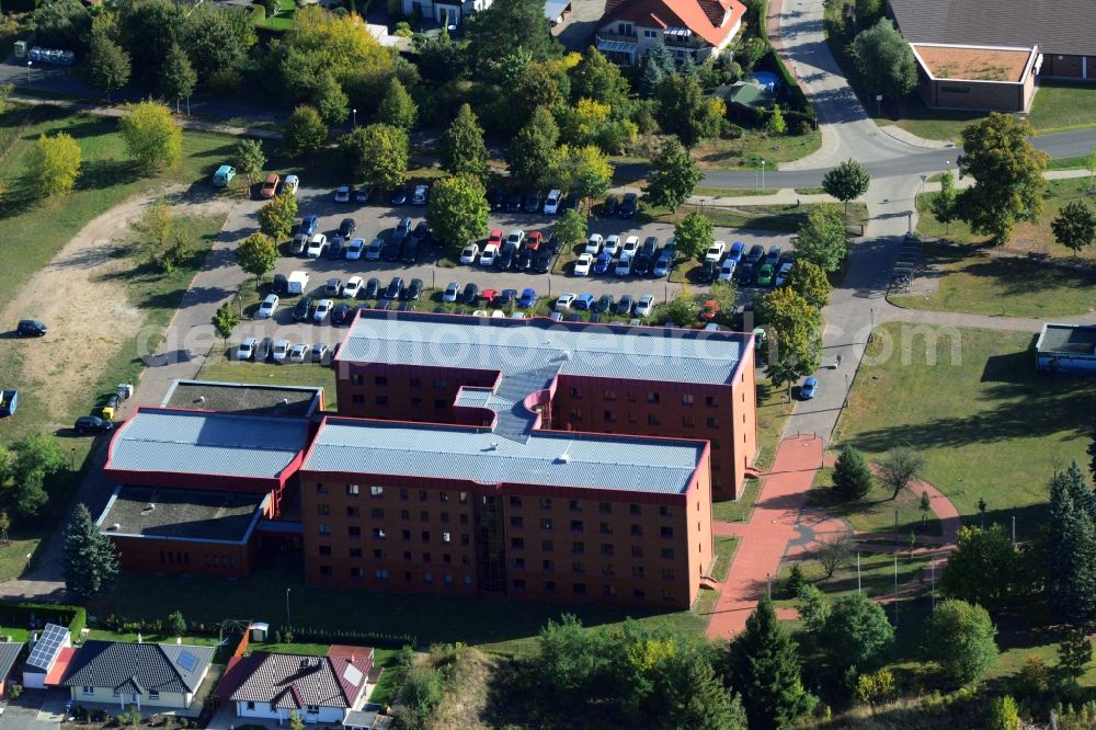 Aerial image Strausberg - H-shaped building of the tax office of Strausberg at the Proetzeler Road in Brandenburg