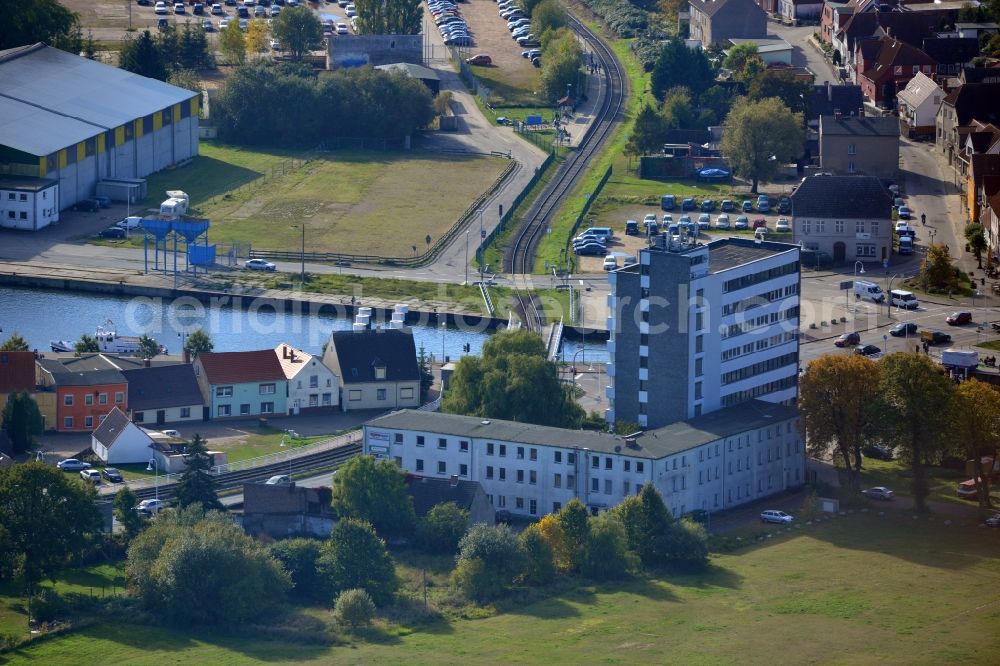 Wolgast from the bird's eye view: View of the finance authority of Wolgast in the state Mecklenburg-Vorpommern #