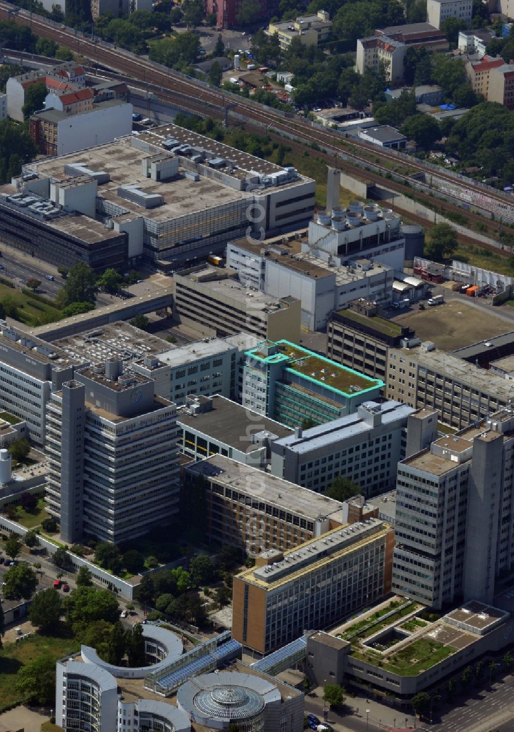 Berlin from above - View to Company location of the Bayer Schering Pharma in the Wedding district of Berlin