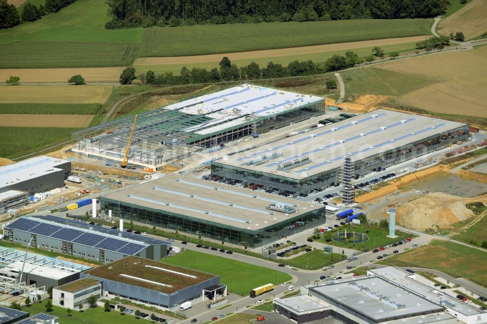 Aerial photograph Backnang - Riva GmbH Engineering company in the industrial and commercial area Lerchenaecker in the North of Backnang in the state of Baden-Wuerttemberg. Buildings of the construction phase 2 are being developed