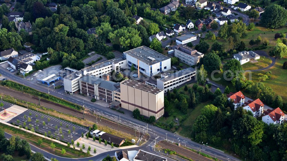 Aerial image Eitorf - Company premises of the company Krewel Meuselbach GmbH in Eitorf in the state North Rhine-Westphalia, Germany. In May 2024, the company filed for insolvency under self-administration