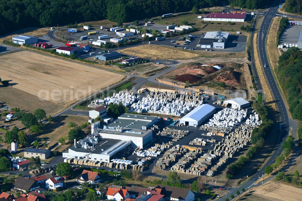 Aerial image Oberthulba - Company grounds and facilities of ACO Ahlmann SE & Co. KG on street Neuwirtshauser Strasse in Oberthulba in the state Bavaria, Germany