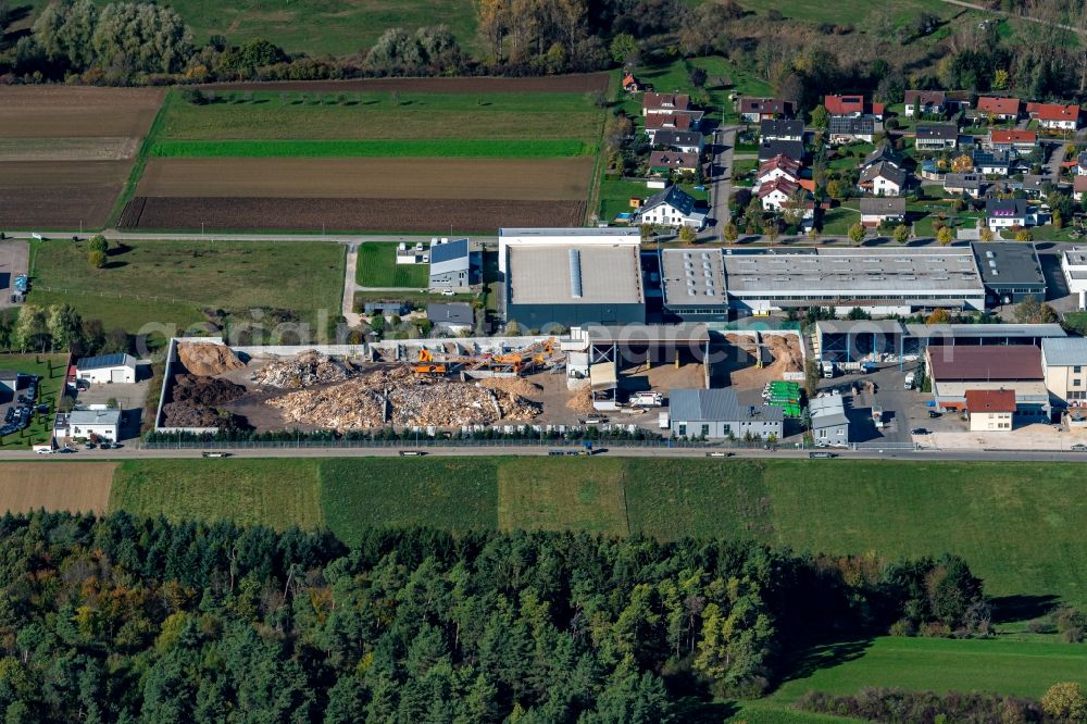 Aerial image Grosselfingen - Company grounds and facilities of Alois Bogenschuetz Entsorgung and Recycling GmbH&Co.KG in Grosselfingen in the state Baden-Wurttemberg, Germany