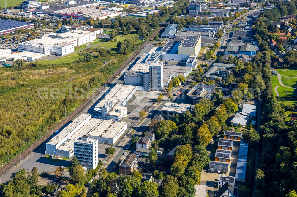 Witten from the bird's eye view: Company grounds and facilities of ARDEX GmbH on Friedrich-Ebert-Strasse in the district Ruedinghausen in Witten at Ruhrgebiet in the state North Rhine-Westphalia, Germany