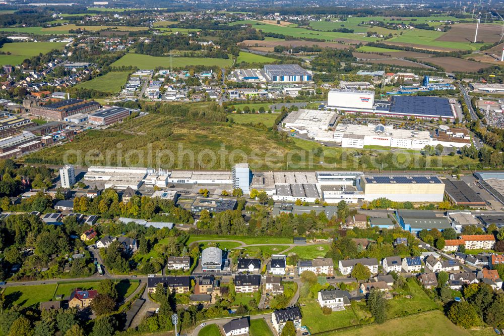 Witten from the bird's eye view: Company grounds and facilities of ARDEX GmbH on Friedrich-Ebert-Strasse in the district Ruedinghausen in Witten at Ruhrgebiet in the state North Rhine-Westphalia, Germany