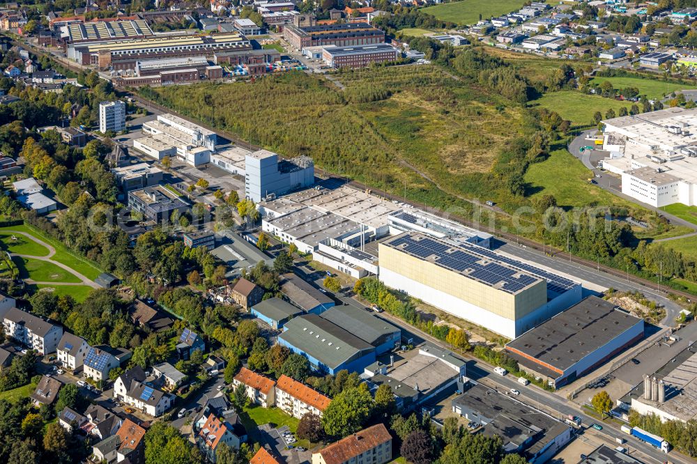 Witten from the bird's eye view: Company grounds and facilities of ARDEX GmbH on Friedrich-Ebert-Strasse in the district Ruedinghausen in Witten at Ruhrgebiet in the state North Rhine-Westphalia, Germany