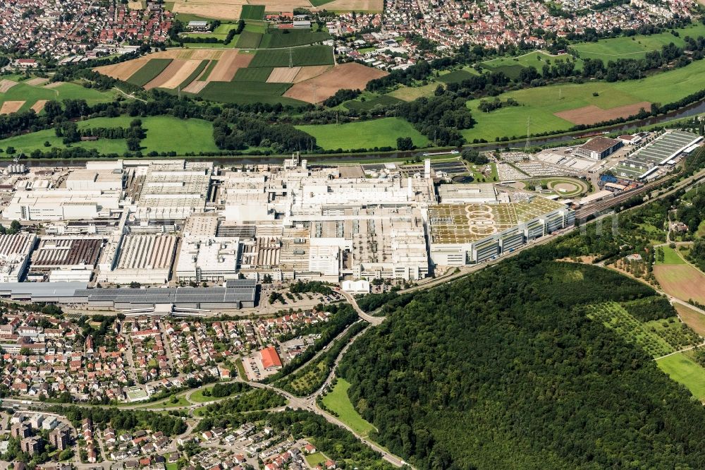 Neckarsulm from above - Company grounds and facilities of Audi AG in Neckarsulm in the state Baden-Wuerttemberg, Germany