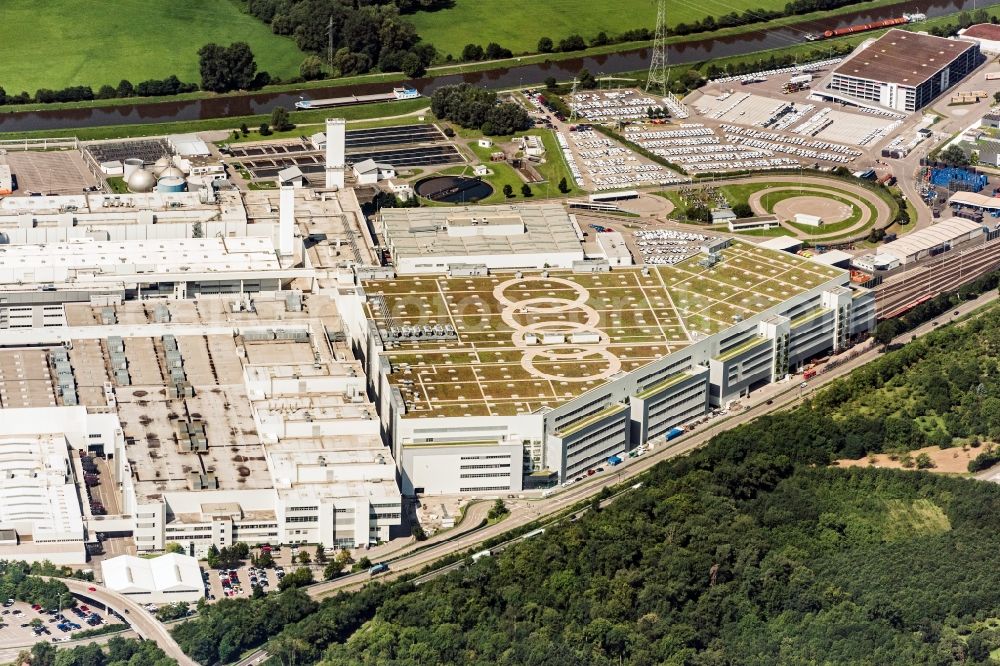 Aerial photograph Neckarsulm - Company grounds and facilities of Audi AG in Neckarsulm in the state Baden-Wuerttemberg, Germany