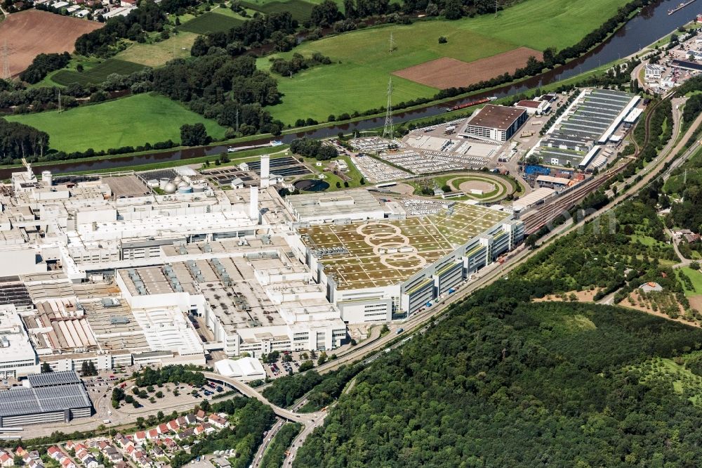 Neckarsulm from above - Company grounds and facilities of Audi AG in Neckarsulm in the state Baden-Wuerttemberg, Germany