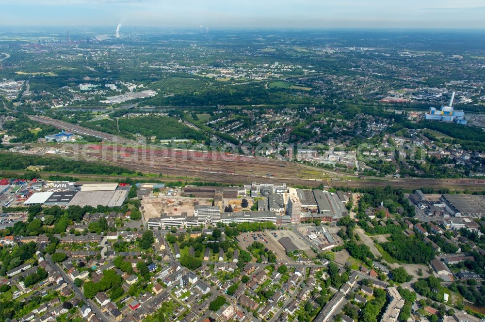 Oberhausen from the bird's eye view: Premises of BABCOCK manufacturing center GmbH with warehouses, corporate buildings and production facilities in Oberhausen in North Rhine-Westphalia