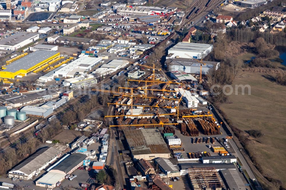 Aerial image Mannheim - Company grounds and facilities of Baustahl- Armierungsgesellschaft Mannheim mbH in Mannheim in the state Baden-Wuerttemberg, Germany